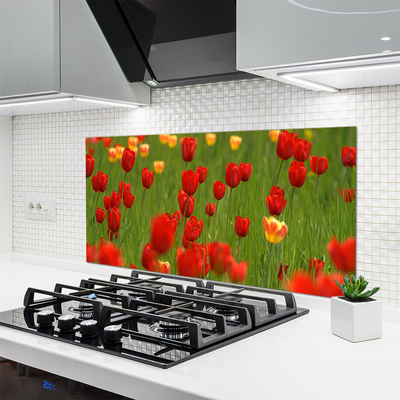 Painel vidro cozinha Planta de tulipas