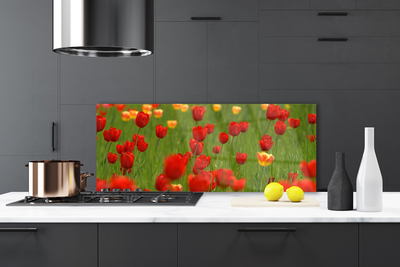 Painel vidro cozinha Planta de tulipas