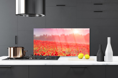 Painel vidro cozinha Flores do Prado Natureza Planta