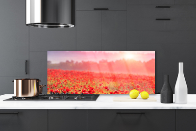 Painel vidro cozinha Flores do Prado Natureza Planta