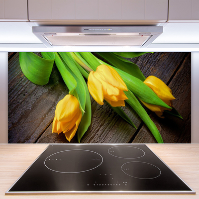 Painel vidro cozinha Tulipas Flores