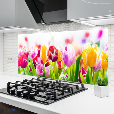 Painel vidro cozinha Tulipas Flores