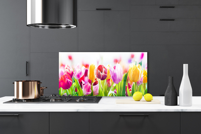 Painel vidro cozinha Tulipas Flores