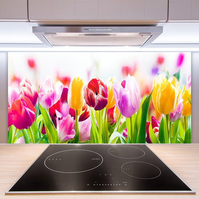 Painel vidro cozinha Tulipas Flores