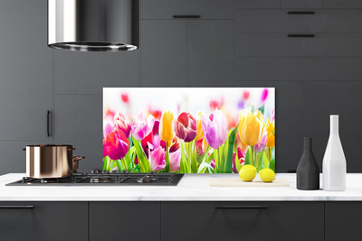 Painel vidro cozinha Tulipas Flores