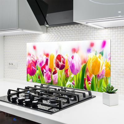 Painel vidro cozinha Tulipas Flores