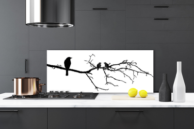 Painel vidro cozinha Pássaros Ramo Arte Natureza