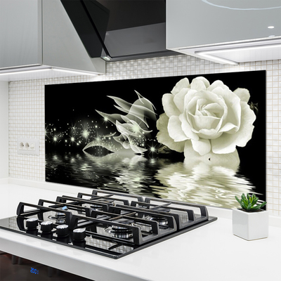 Painel vidro cozinha Planta de flor de rosa