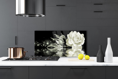 Painel vidro cozinha Planta de flor de rosa