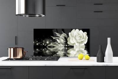 Painel vidro cozinha Planta de flor de rosa