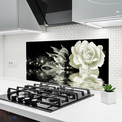 Painel vidro cozinha Planta de flor de rosa