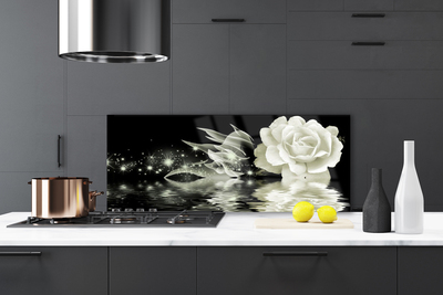 Painel vidro cozinha Planta de flor de rosa