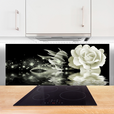 Painel vidro cozinha Planta de flor de rosa