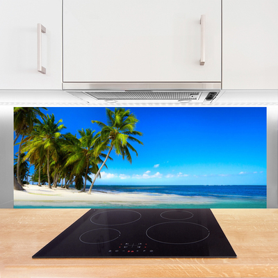 Painel vidro cozinha Paisagem do mar com palmeiras