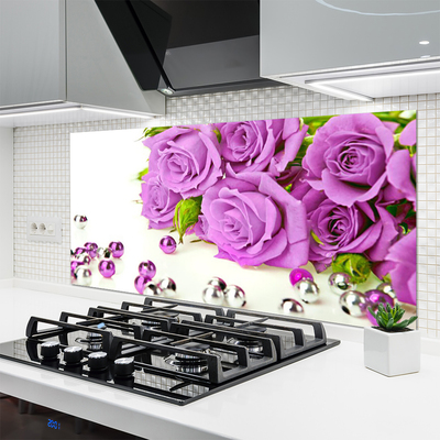 Painel vidro cozinha Flores de rosas