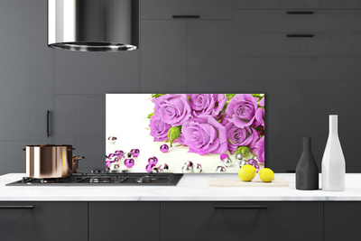 Painel vidro cozinha Flores de rosas