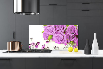 Painel vidro cozinha Flores de rosas