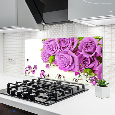 Painel vidro cozinha Flores de rosas