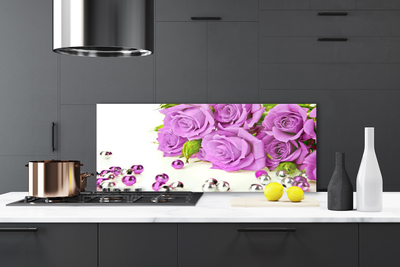 Painel vidro cozinha Flores de rosas