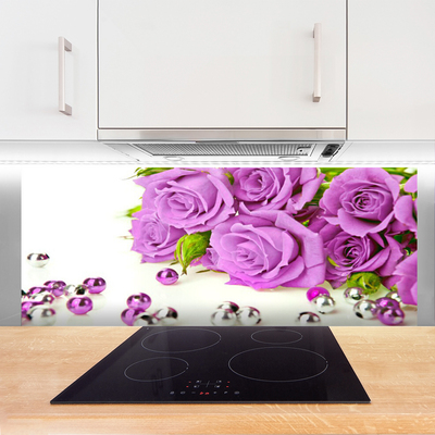 Painel vidro cozinha Flores de rosas