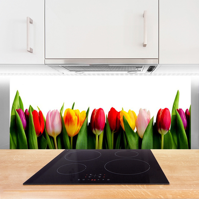 Painel vidro cozinha Planta de tulipas