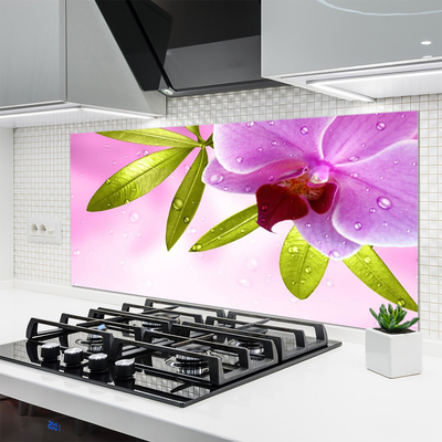 Painel vidro cozinha Flor Folhas Planta