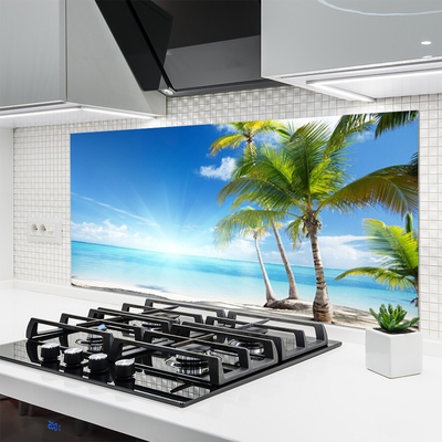 Painel vidro cozinha Paisagem do mar com palmeiras