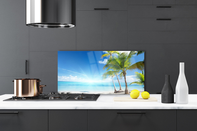 Painel vidro cozinha Paisagem do mar com palmeiras