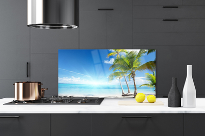Painel vidro cozinha Paisagem do mar com palmeiras