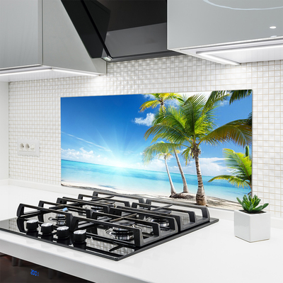 Painel vidro cozinha Paisagem do mar com palmeiras