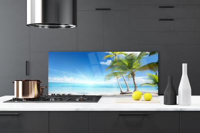 Painel vidro cozinha Paisagem do mar com palmeiras