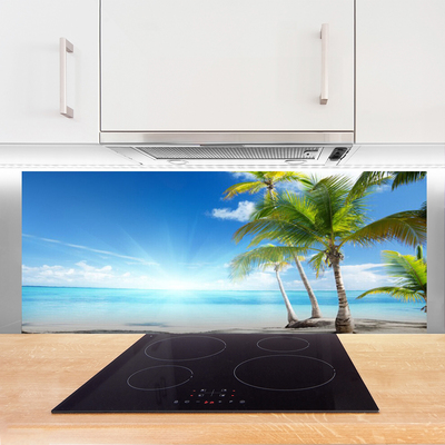 Painel vidro cozinha Paisagem do mar com palmeiras