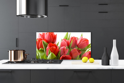 Painel vidro cozinha Tulipas Flores Planta