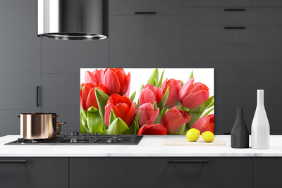 Painel vidro cozinha Tulipas Flores Planta