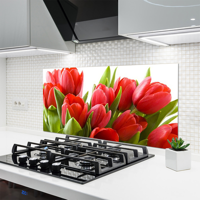 Painel vidro cozinha Tulipas Flores Planta