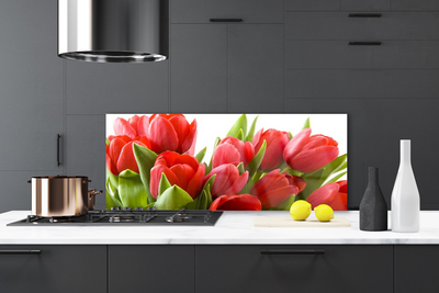 Painel vidro cozinha Tulipas Flores Planta