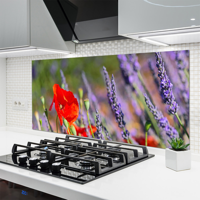 Painel vidro cozinha Planta de flores