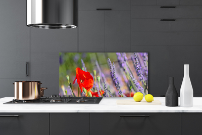 Painel vidro cozinha Planta de flores