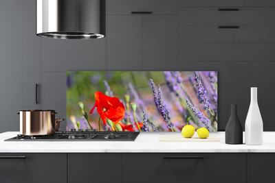 Painel vidro cozinha Planta de flores