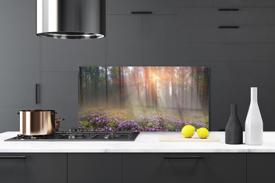 Painel vidro cozinha Flores da Floresta Planta Natureza