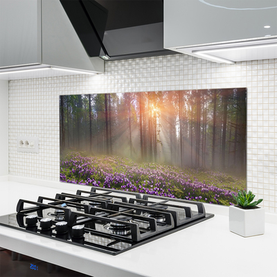 Painel vidro cozinha Flores da Floresta Planta Natureza