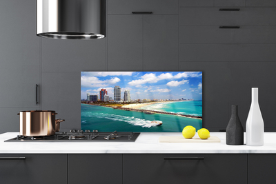 Painel vidro cozinha Paisagem da cidade da praia do mar