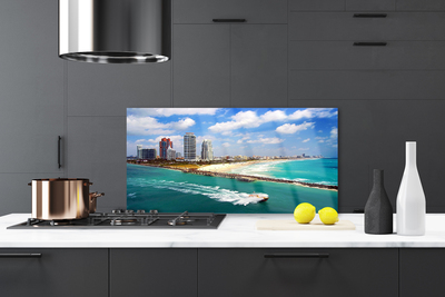 Painel vidro cozinha Paisagem da cidade da praia do mar