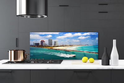 Painel vidro cozinha Paisagem da cidade da praia do mar