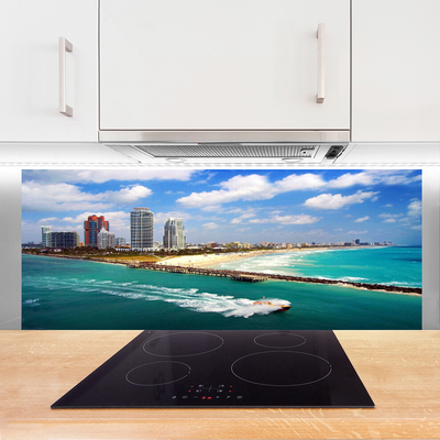 Painel vidro cozinha Paisagem da cidade da praia do mar