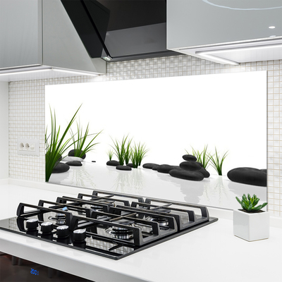 Painel vidro cozinha Pedras Grama Arte