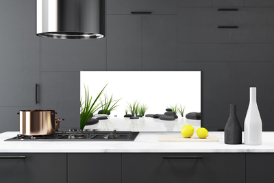 Painel vidro cozinha Pedras Grama Arte