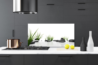 Painel vidro cozinha Pedras Grama Arte