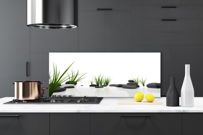 Painel vidro cozinha Pedras Grama Arte