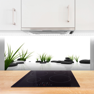 Painel vidro cozinha Pedras Grama Arte